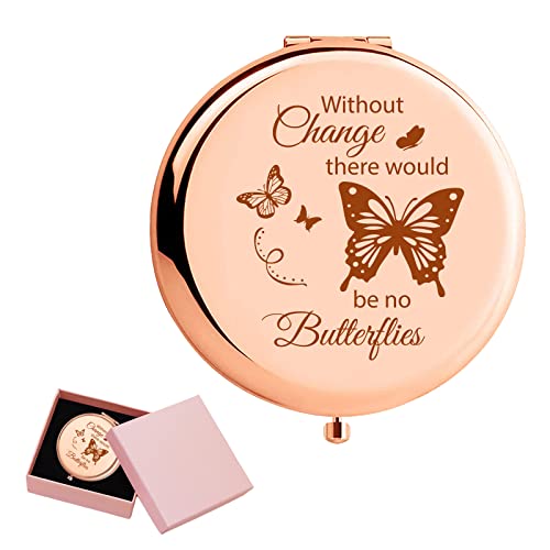 ORIGACH Bonus Daughter Gifts - To My Bonus Daughter Rose Gold Magnifying Makeup Compact Mirror with Gift Box, 1X/2X Magnification - Birthday Gift