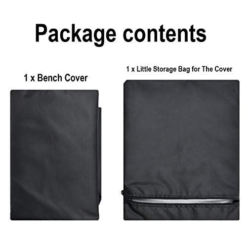 Flymer 2/3/4 Seater Bench Cover, Waterproof and Windproof and Tear proof 210D Oxford Fabric Anti-UV Furniture Cover for Outdoor Patio Bench - Bla