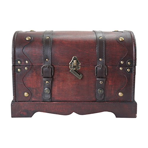 HMF 6403-140 Wooden Treasure Chest with Lock | 40 x 23 x 27 cm | Large | Cambodia