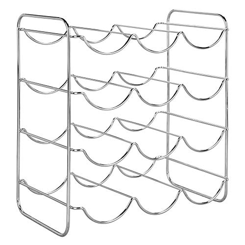 mDesign Wine Rack – Wine Bottle Rack with 3 Levels and 9 Slots – Kitchen Storage Rack for Wines, Spirits and Water Bottles – Graphite Grey