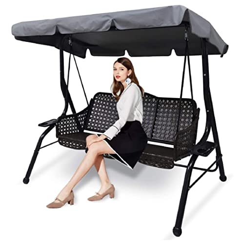 Swing Chair Canopy Replacement 3 Seater Garden Swing Seat Canopy Cover Garden Hammock Cover Waterproof Rip Proof Replacement Canopy for Garden Sw
