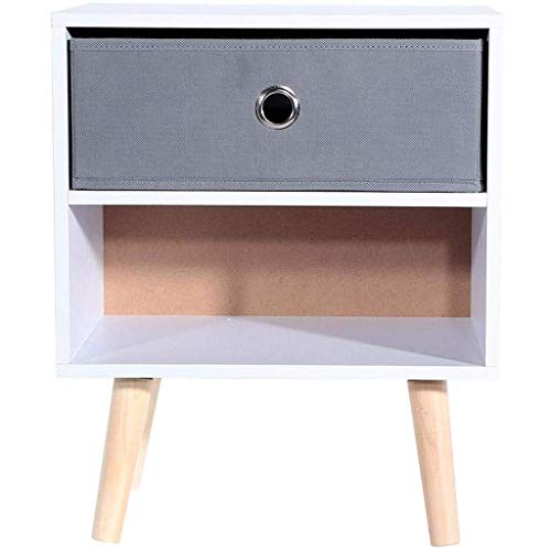 LUKEO Table-End Table,Metal Handle Bedside Cabinet Night Table Side End Table Nightstand with Shelf and Drawer