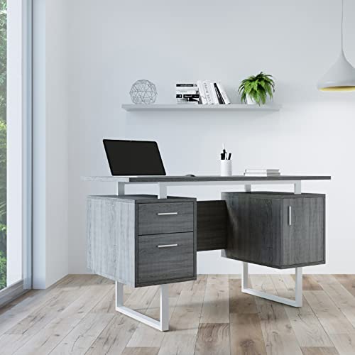 N/A Computer Desk Work Surface Desk With 2 Storage Drawers And 1 File Cabinet Home Office Furniture (Color : A)
