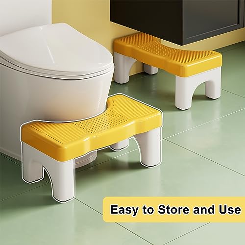 Uaniar Toilet Stool Squat Adult, Plastic Poop Stool for Bathroom Adults, Potty Foot Stool for Kids Seniors with Non-Slip Feet, Yellow