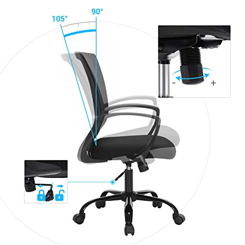 SONGMICS Office Chair, Mesh Chair, Swivel, Height Adjustable, Tilt Function, Breathable Mesh Seat and Backrest, for Study Office Studio, Max Load