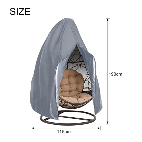 Patio Hanging Egg Chair Cover, Outdoor Waterproof Windproof Dustproof Egg Swing Chair Cover with Zipper and Drawstring 120D Oxford Veranda Garden