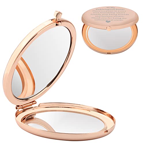 Sister Mirror Gift To My Unbiological Sister Gifts Friendship Gift Non Biological Sister Gifts Travel Makeup Mirror (Sister Mirror)