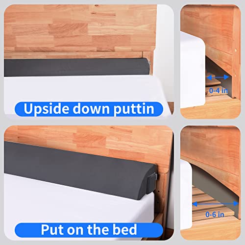 Moavica King Size(10"x6"x76") Bed Wedge Pillow for Headboard/Bed Gap Filler,Close The Gap(0-7") Between Your Mattress and Headboard(Arched Gray)