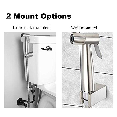 Handheld Bidet Sprayer Kit, Stainless Steel Shattaf Douche Muslim Shower Spray with Hose Bidet Holder Valve for Toilet Cleaning, Pet Bath, Person