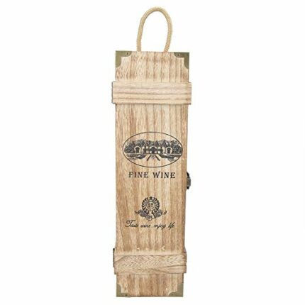 AUHX Wooden Wine Box, Portable Wood Wine Bottle Holder Gift Box Ornament Decoration Wooden Retro Vintage 13.8 X 3.9 X 3.9in for Reunion Drinks fo