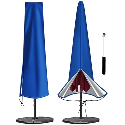 OKPOW Parasol Cover Waterproof - 600D Heavy Duty Garden Parasol Cover Fit for 2.5m 2.7m 3m Large Outdoor Umbrella - Anti-UV Windproof Patio Umbre