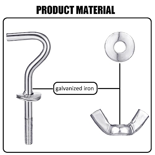 Therwen 8 Pcs Hammock Combo Hardware Kit Hammock Stand Replacement Hooks M8 x 40 mm Star Hand Knob for Home Patio Umbrella Base Garden