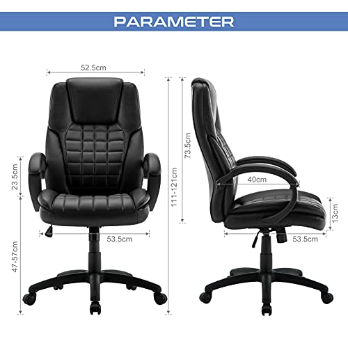 IntimaTe WM Heart Executive Office Chair,High Back Leather Chair,Ergonomic Design,Black