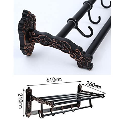 HIGOH Towel Racks,Bathroom Towel Rack Wall Mounted Towel Holder,Bathroom Hardware,Carved Bathroom Shelf Towel Rack,Towel Holder, Aluminum Bathroo