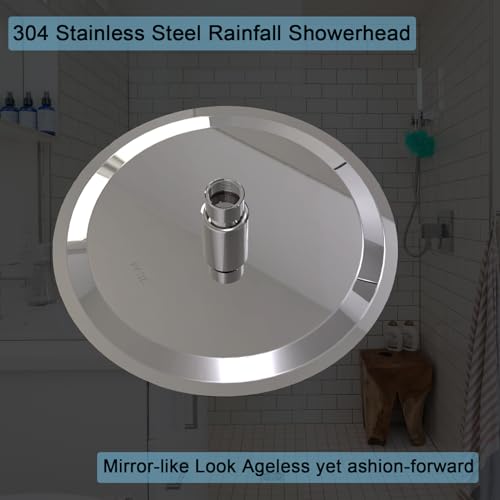 Rain Shower Head, Katezon High Pressure Rainfall Showerhead Stainless Steel, Bathroom Waterfall Shower Universal Wall Ceiling Mount (8'', Chrome)