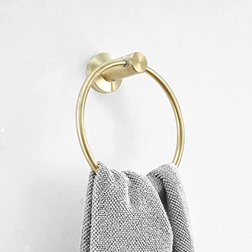 RAKUTE Modern Roung Towel Ring, Towel Holder, Wall-Mounted Gold Brushed Towel Rack, Bathroom Accessories Home Decoration Bathroom Ring