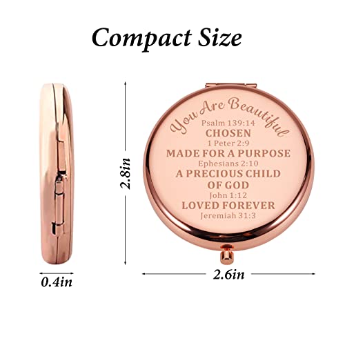Inspirational Christian Gifts Mirror for Women Girls Bible Verse Compact Makeup Mirror for Female Friends Birthday Christmas Stocking Stuffers fo