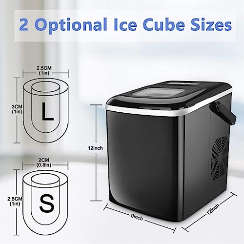 Shykey countertop ice machine Portable Ice Maker Machine 26 Lbs/24H with Ice Scoop for Home Use ice maker machine