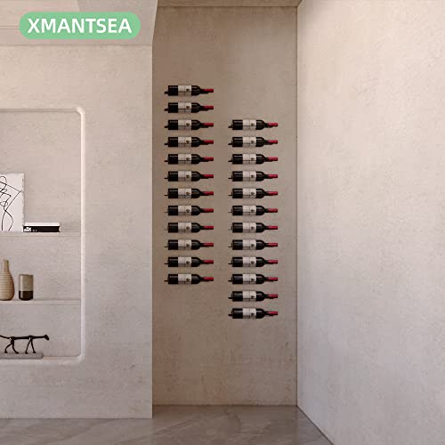 XMANTSEA Wine Rack Wall Mounted, Black Metal Iron Hanging Wine Bottle Holder, Wall Display Rack for Standard Wine Bottles, Rustic Wine Storage fo