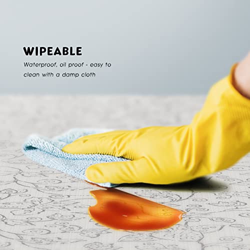 HORRAu 137*274cm PVC Plastic Wipeable Rectangle Table Cloth, Kitchen Oilcloth Washable Table cover for Outdoor Picnic, Camping
