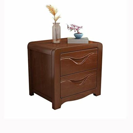 LUKEO Stylish Bedside Table Solid Wood Bedside Table, Bedside Storage Cabinet with Double Drawer Design