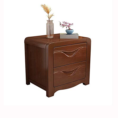 LUKEO Stylish Bedside Table Solid Wood Bedside Table, Bedside Storage Cabinet with Double Drawer Design