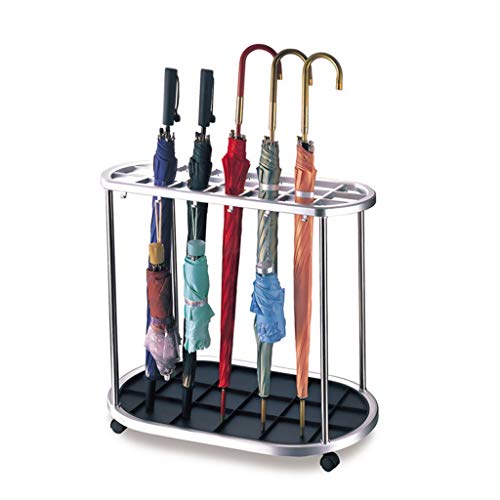 SEYFI Umbrella Stands, Modern Metal 21 Slot Freestanding Umbrella Stand Holder Storage Rack with 12 Hooks and Removable Base Drip Tray