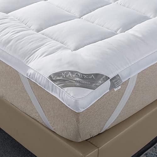 Naluka Mattress Topper Short Queen Size, Down Alternative Featherbed Microfiber Mattress Pad 2 Inch Thick Mattress Cover…