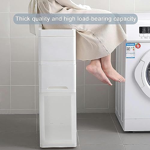 OPSREY White Narrow Bathroom Storage Floor Cabinet for Living Room, Bedroom, Kitchen, Hallway, Free Standing Bathroom Furniture Cabinet with Door