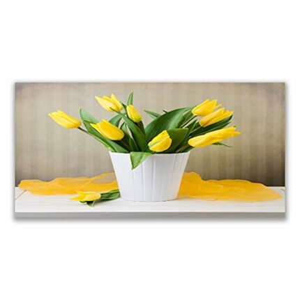 Tulup Glass Splashback for Kitchen - 55.1 in x 27.6 in / 140x70 cm - Cooker Wall Protection Tempered Glass - Tulips Floral