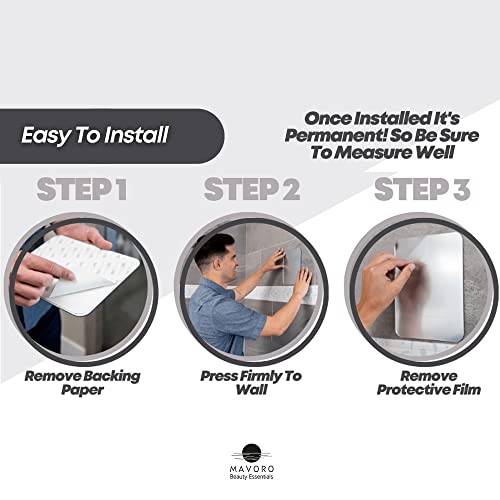 Mavoro Shaving Mirror for Shower - 3M Adhesive Shower Mirror. 7x9in Acrylic Mirror, Unbreakable Mirror with Less Fogging. Sleek Frameless Mirror.