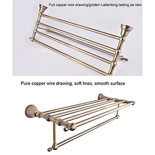 HIGOH Towel Racks,Bathroom Towel Rack Wall Mounted Towel Holder,Bathroom Hardware,Zinc Alloy Bath Towel Rack,Bronze Antique Towel Shelf