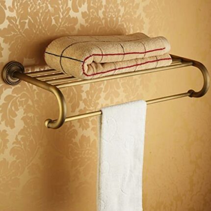 HIGOH Towel Racks, Bathroom Towel Rack Wall Mounted Towel Holder,All Copper Antique Towel Rack,Retro Bath Towel Holder,European Bathroom Rack