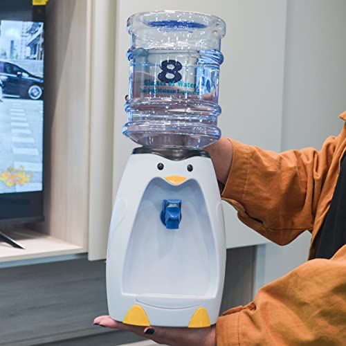 GOODFEER 2.5L Kid cold Water Dispenser small Penguin Shape Mini Drinks Dispenser with Tank,Tap and stand for Home Gatherings School Office Juice