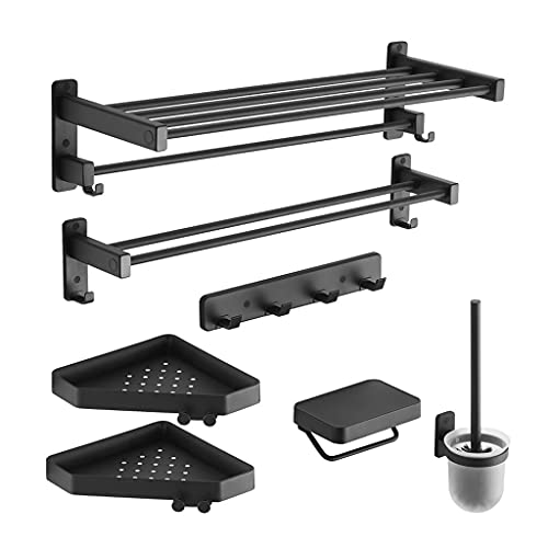 DINGZZ Bathroom Accessories Bathroom Space Aluminum Towel Rack Bathroom Towel Rack Shelf Toilet Paper Holder Six Sets