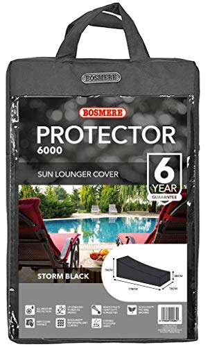 Bosmere Protector 6000 | Sun Lounger Garden Furniture Cover | L 175cm W 76cm H 76cm | 100% Waterproof, UV Protected, Heavy Duty 600D | 6 Year Gua
