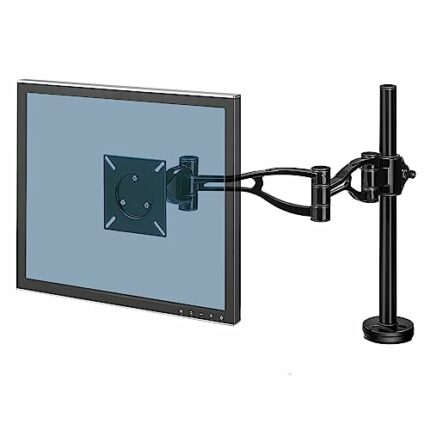 Fellowes Single Monitor Arm - Vista Monitor Mount for 10KG 32 inch Screens - Ergonomic Monitor Arm Desk Mount - Tilt 37° Pan 180° Rotation 360°,
