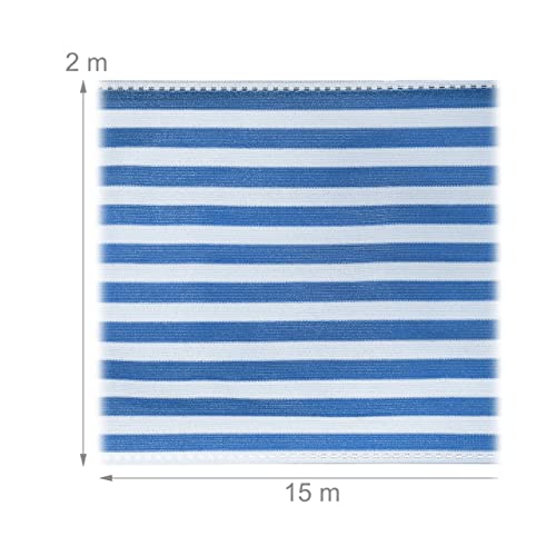 Relaxdays Garden Privacy Screen, for Balcony & Patio, UV Resistant, HDPE, 2 m x 15 m, Blue/White