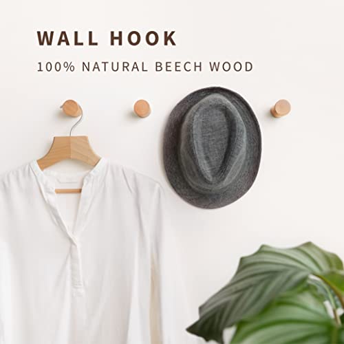NAUMOO Natural Wooden Wall Hooks - Pack of 4 - Wall Mounted Hook - Modern Wood Coat Rack - Decorative Wooden Pegs for Hanging Hat, Towel, or Purs