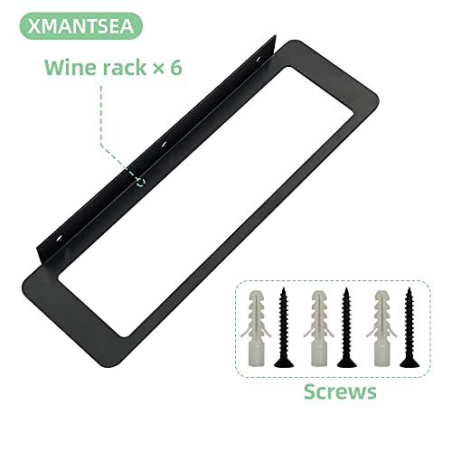 XMANTSEA Wine Rack Wall Mounted, Black Metal Iron Hanging Wine Bottle Holder, Wall Display Rack for Standard Wine Bottles, Rustic Wine Storage fo
