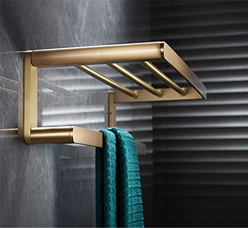 HIGOH Towel Racks, Bathroom Towel Rack Wall Mounted Towel Holder,Bathroom Accessory Brass Brushed Shelf,Towel Rack Towel Bar Towel Holder Bath Ha