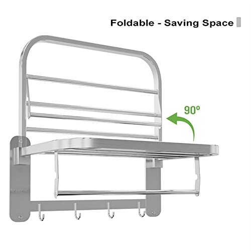 HIGOH Towel Racks,Bathroom Towel Rack Wall Mounted Towel Holder,Installation Towel Holder Rack with Bar Hooks,Wall Mount Towel Shelf,Bathroom Acc