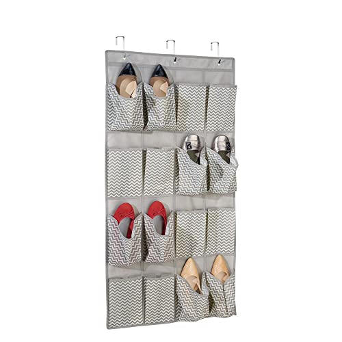 mDesign Hanging Storage Pocket Organiser - Practical Hanging Pocket Storage - Perfect Hanging Organiser for Shoes - Hanging Storage with 16 Fabri