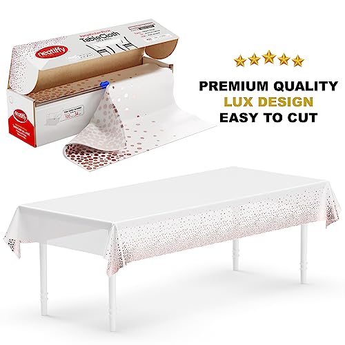 Neatiffy Disposable Plastic Table Cloth Roll, Party/Banquet Table Cover, Tablecloths for Rectangle/Round/Square Tables, Equals to 12 Picnic Pack