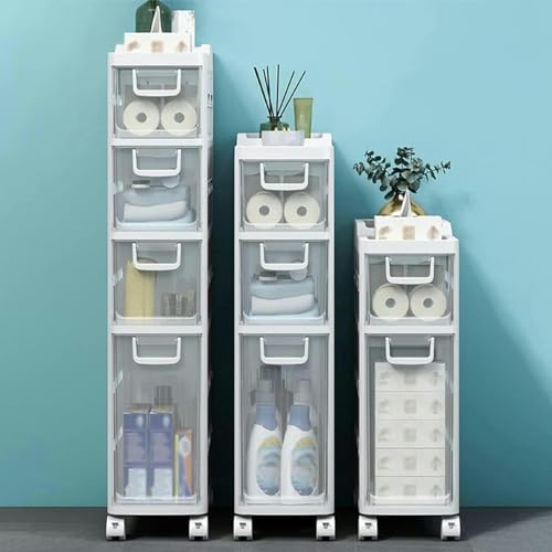 Shykey Small Bathroom Floor Cabinet Organizer, Large Capacity Side Toilet Cabinet, Slim Bathroom Storage Cabinet Free Standing Toilet Paper Holde