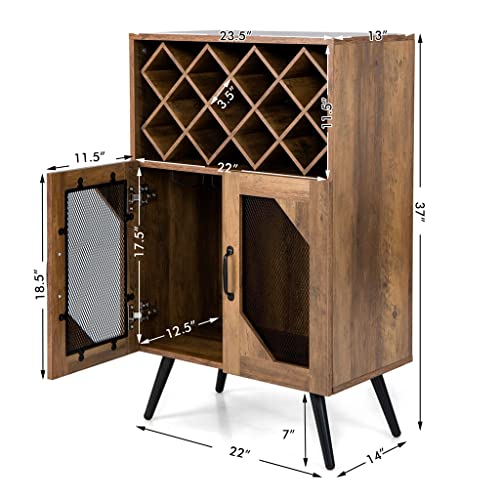 DSHGDJF Double Door Kitchen Storage Buffet Sideboard With Wine Rack And Glass Shelf Dining Cabinet