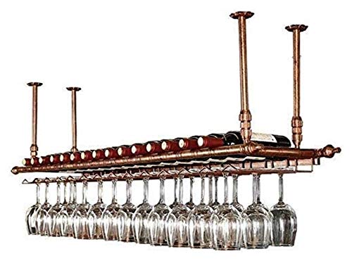 SUCHETA Hanging Wine Rack with Glass Holder and Shelf, Wine Lovers Bar Furniture& Wine Rack Wine Rack Ceiling Wine Racks/Hanging Wine Glass Holde