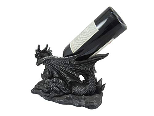 The Grinning Gargoyle HD41361 - 12 Inch Mythical Dragon Table Top Wine Bottle Holder Figure - Home Bar Decor Fantasy Sculpture Decoration - Decor