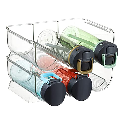 Newin Star Plastic Stackable Water Bottle Holder Bin – Kitchen Pantry Refrigerator Storage Bins - Wine and Water Bottle Organizer Stand for Home