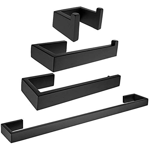 HIGOH Towel Rack Towel Holder 4Pc Bathroom Accessories Set Towel Bar,Towel,Coat Hook,Stainless Steel Matte Finish Towel Bar Bathroom Hardware
